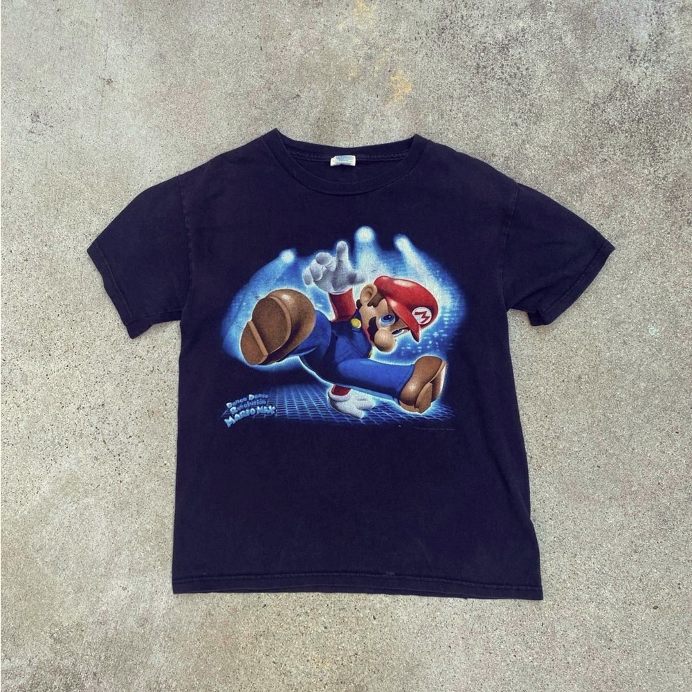 Vintage Y2K Nintendo Dance Dance Revolution DDR Mario Mix Promo Black T-Shirt
